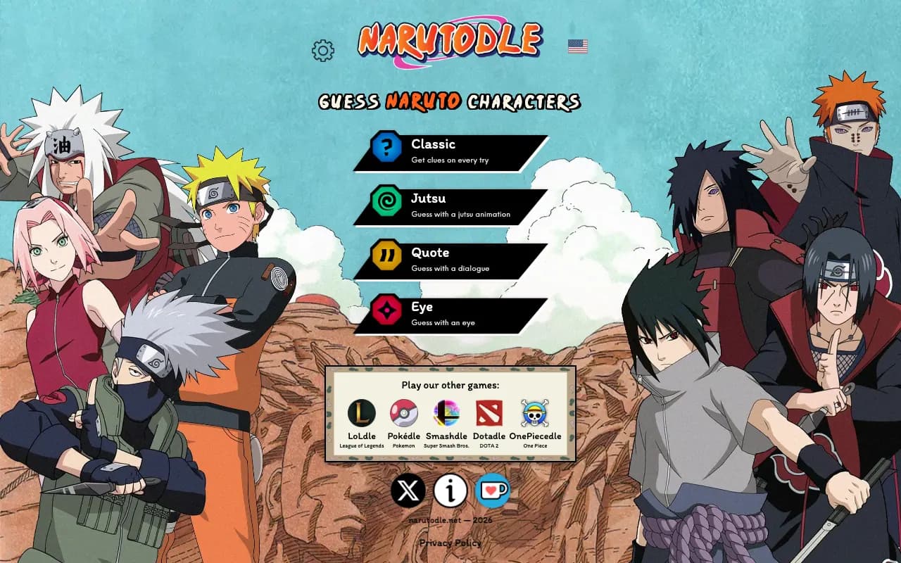 Screenshot of Narutodle — a game like Wordle