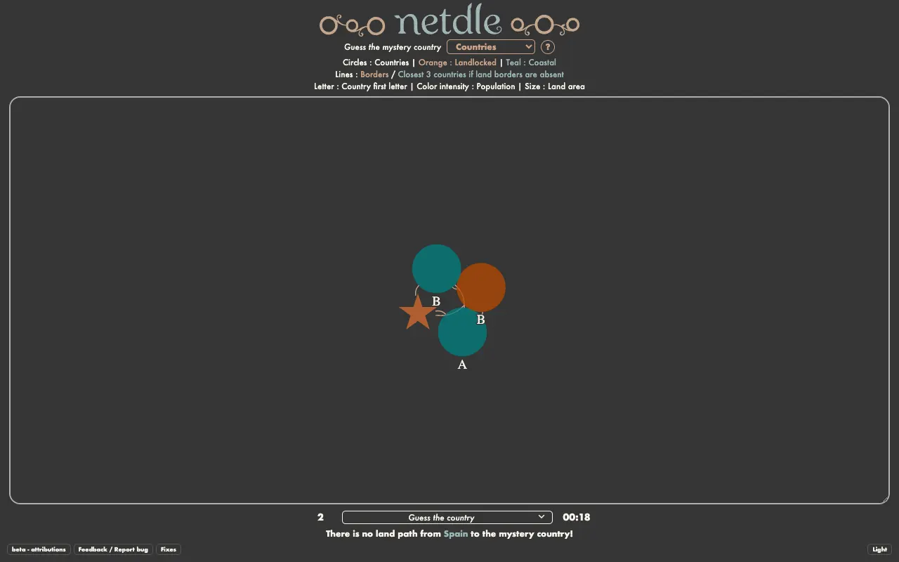 Screenshot of Netdle Geo — a game like Wordle