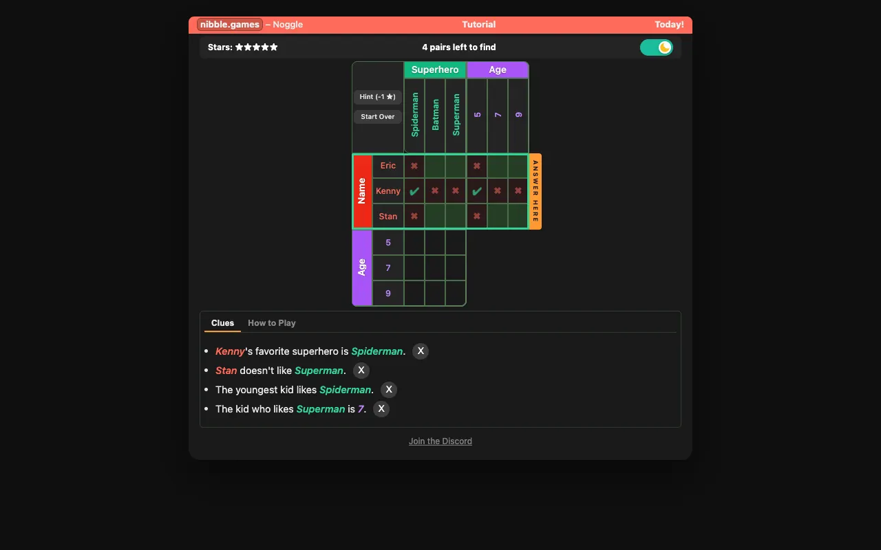 Screenshot of Noggle — a game like Wordle