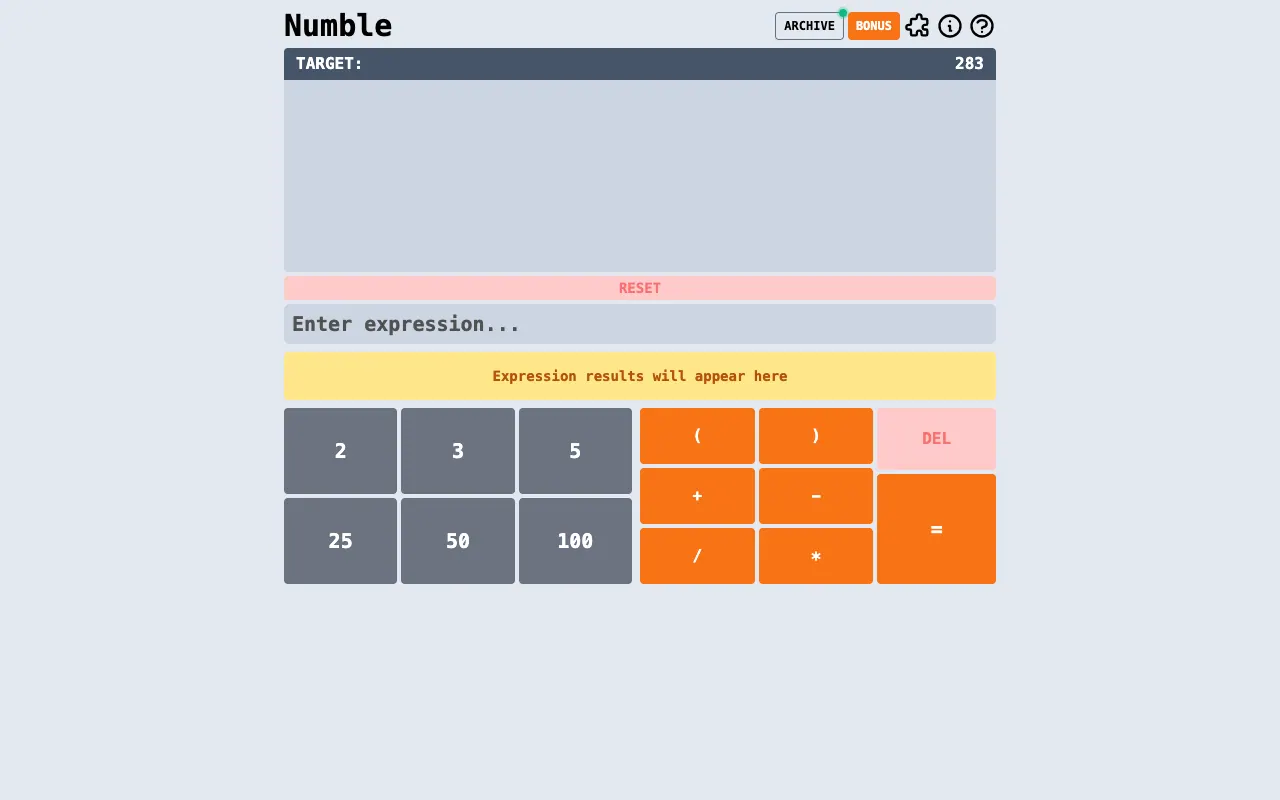 Screenshot of Numble — a game like Wordle
