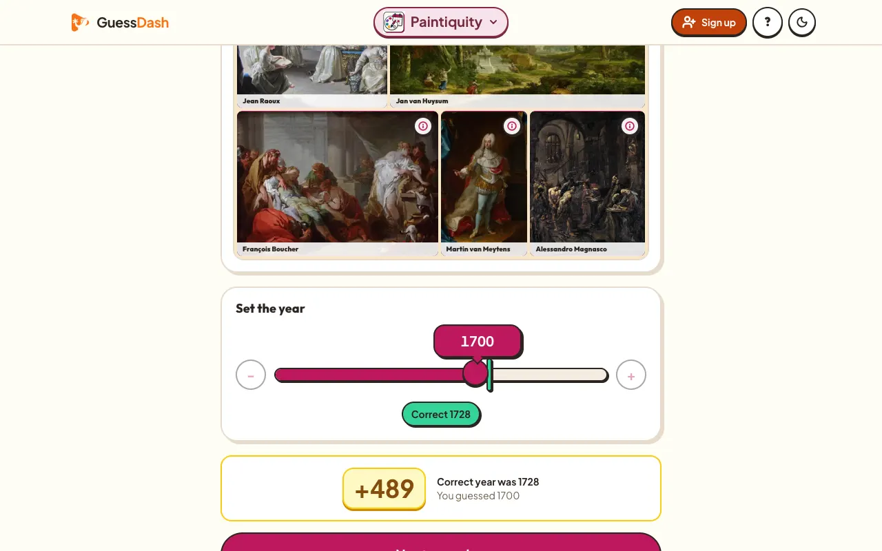 Screenshot of Paintiquity — a game like Wordle