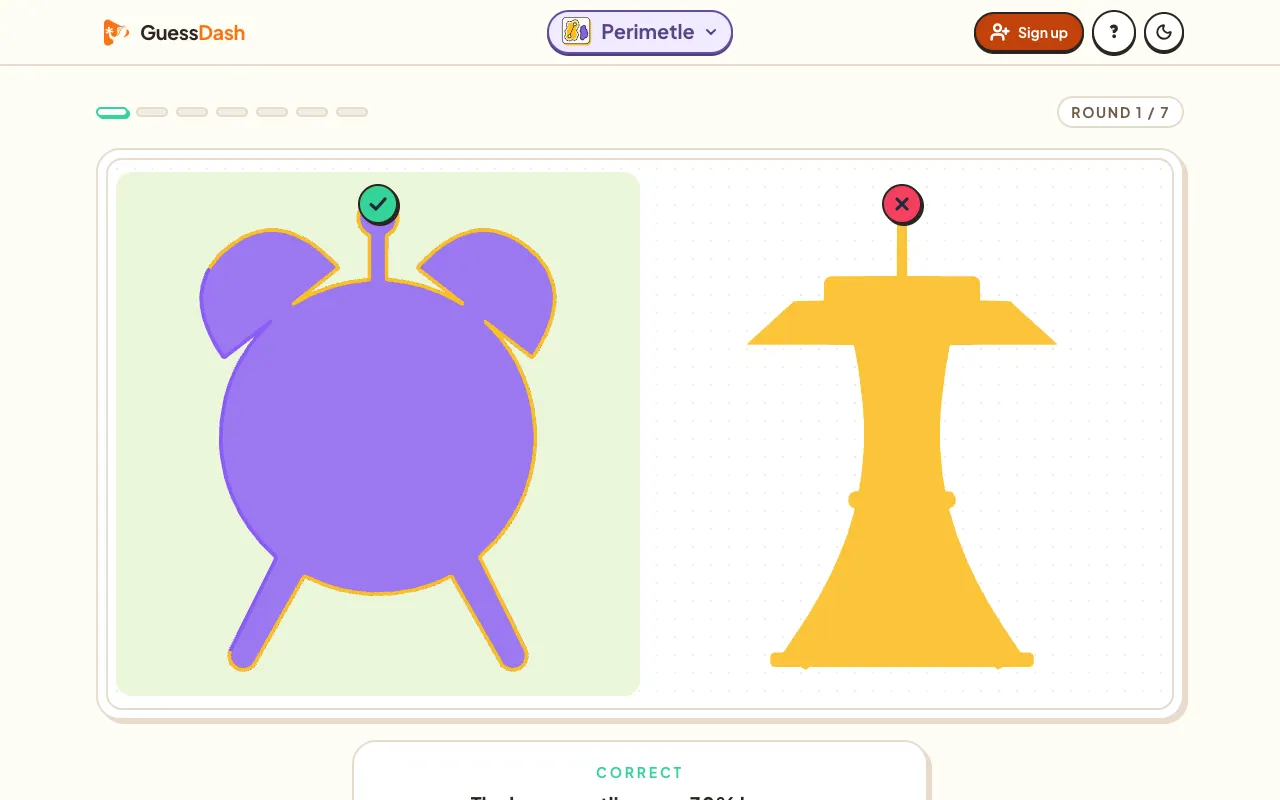 Screenshot of Perimetle — a game like Wordle