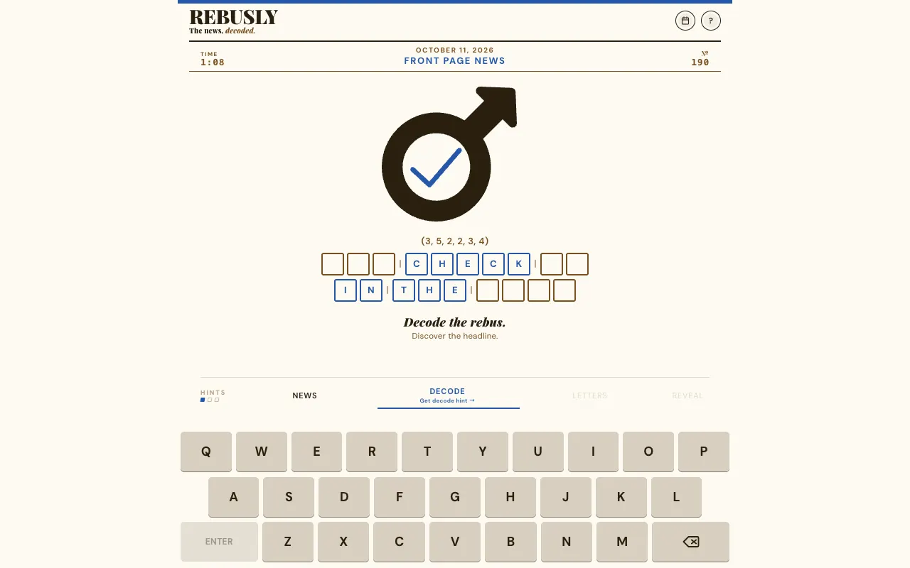 Screenshot of Rebusly — a game like Wordle