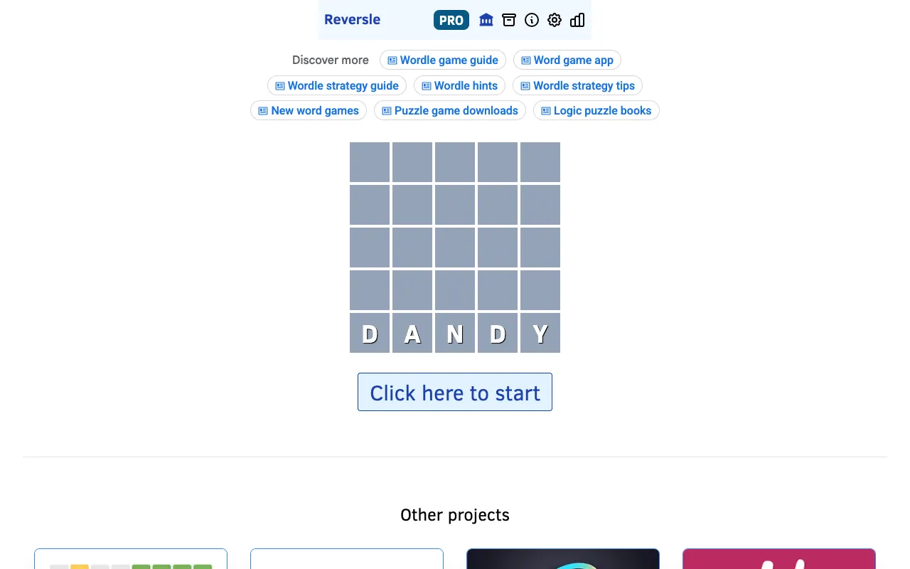 Screenshot of Reversle — a game like Wordle