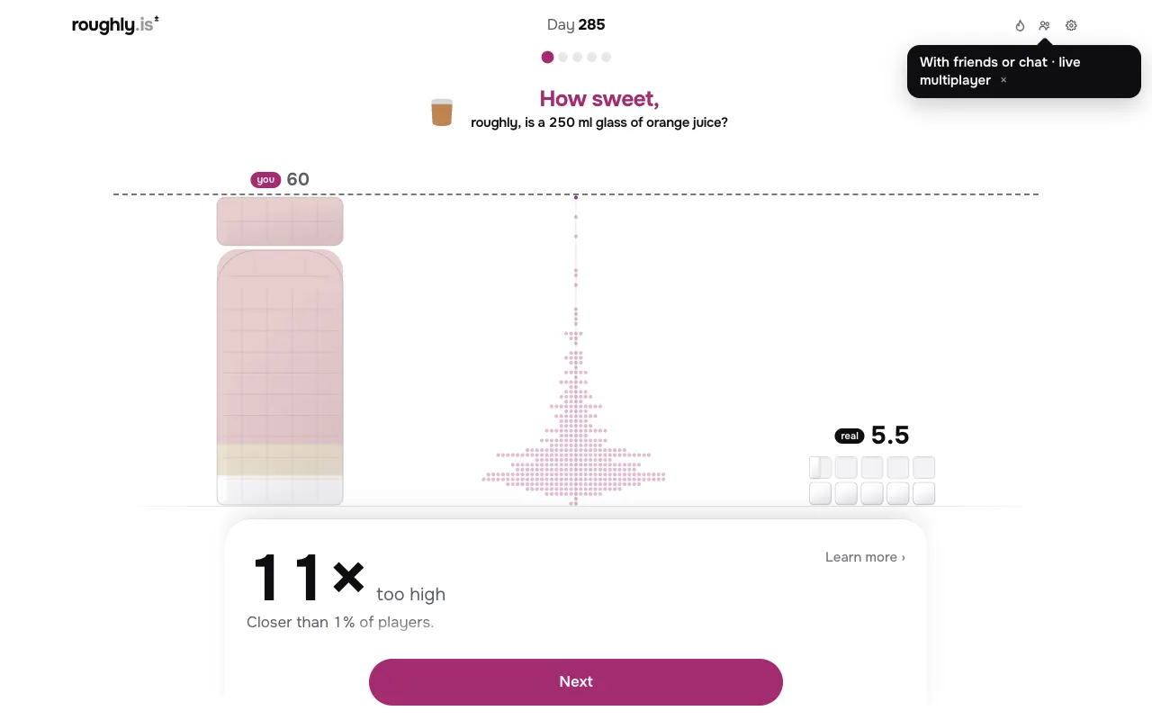 Screenshot of Roughly: How Sweet? — a game like Wordle