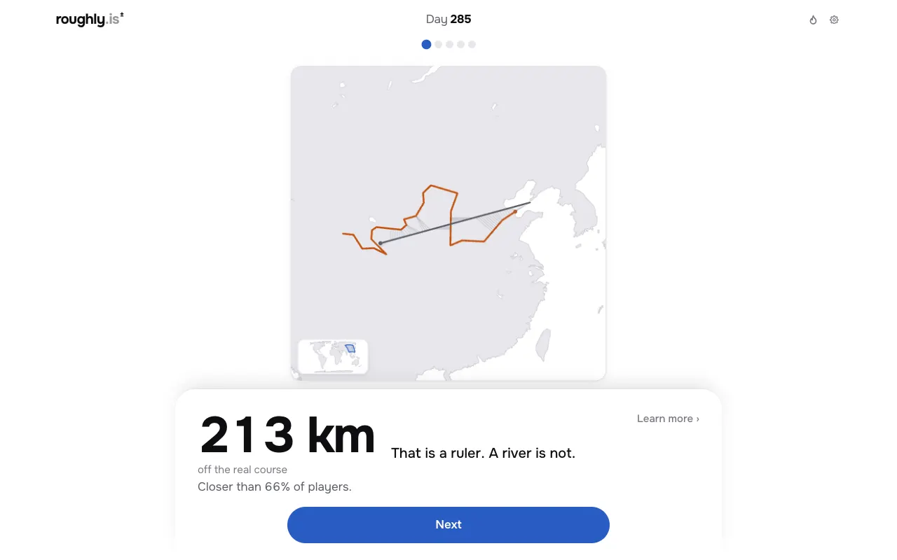 Screenshot of Roughly: Which Way? — a game like Wordle