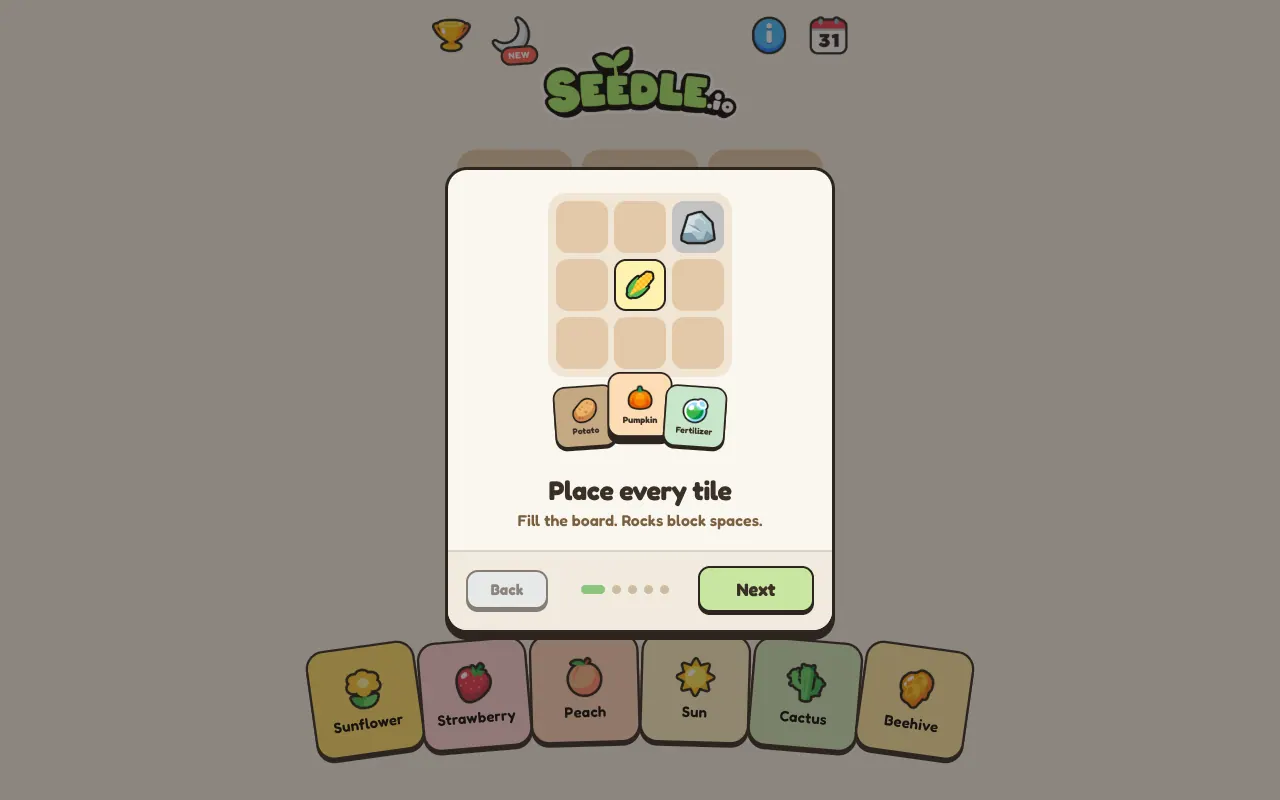 Screenshot of Seedle.io — a game like Wordle