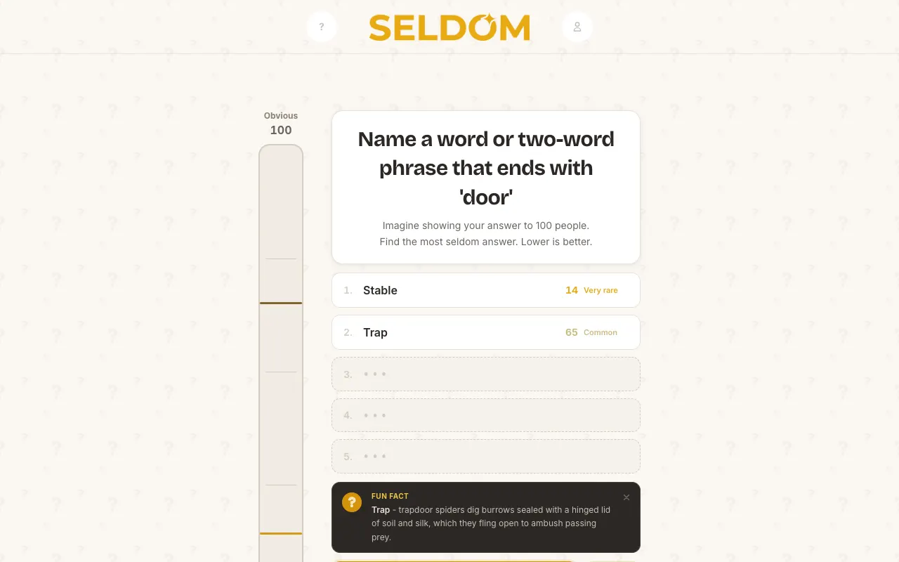 Screenshot of Seldom — a game like Wordle