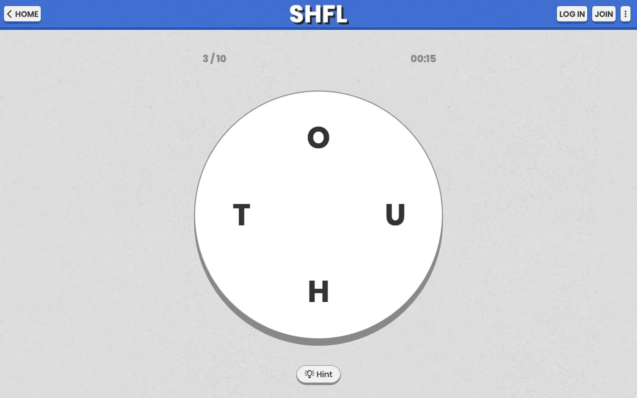 Screenshot of SHFL — a game like Wordle