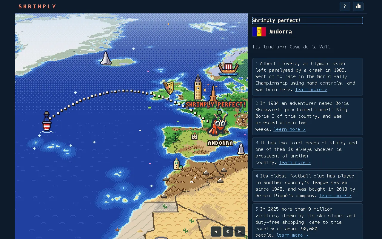 Screenshot of Shrimply — a game like Wordle