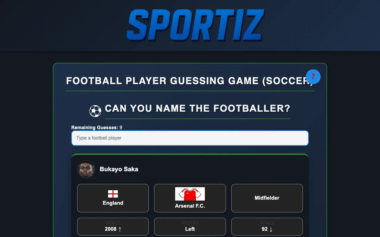Screenshot of Sportiz — a game like Wordle