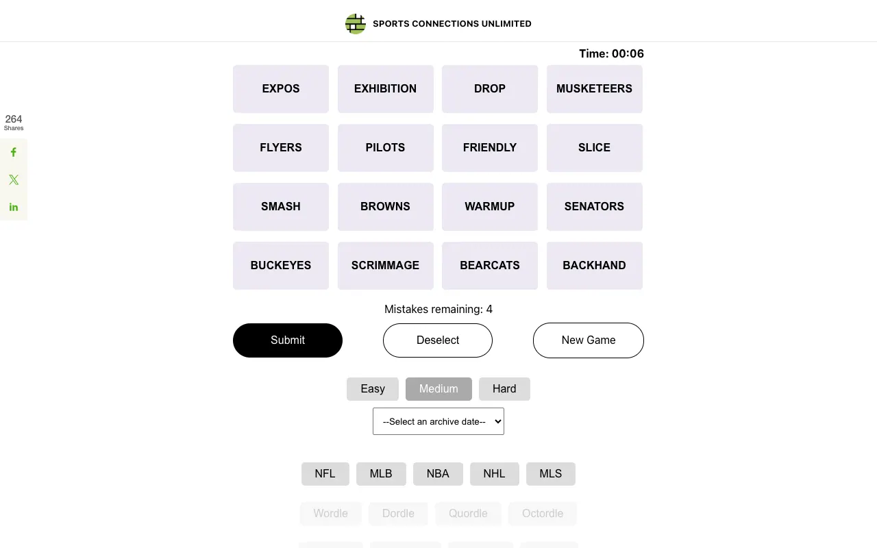 Screenshot of Sports Connections — a game like Wordle