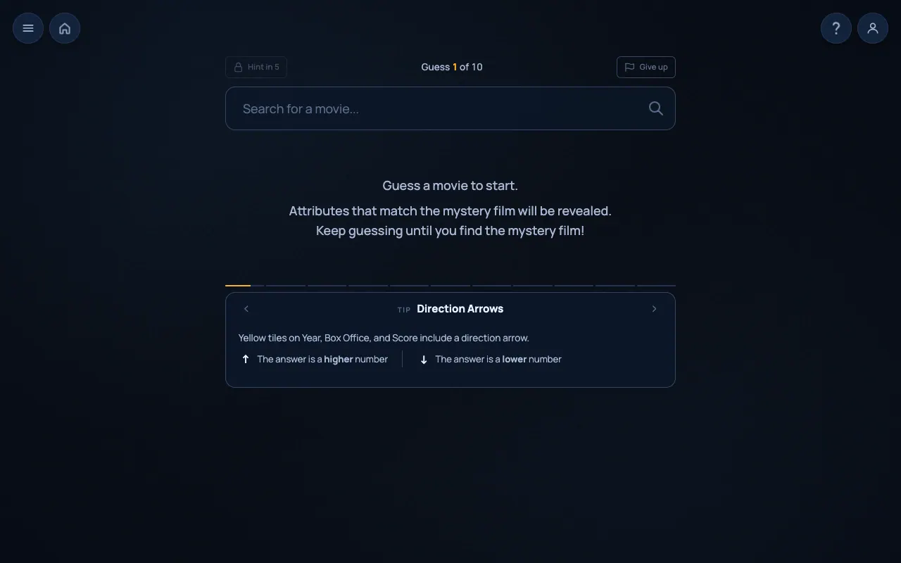 Screenshot of Spotle Movie — a game like Wordle