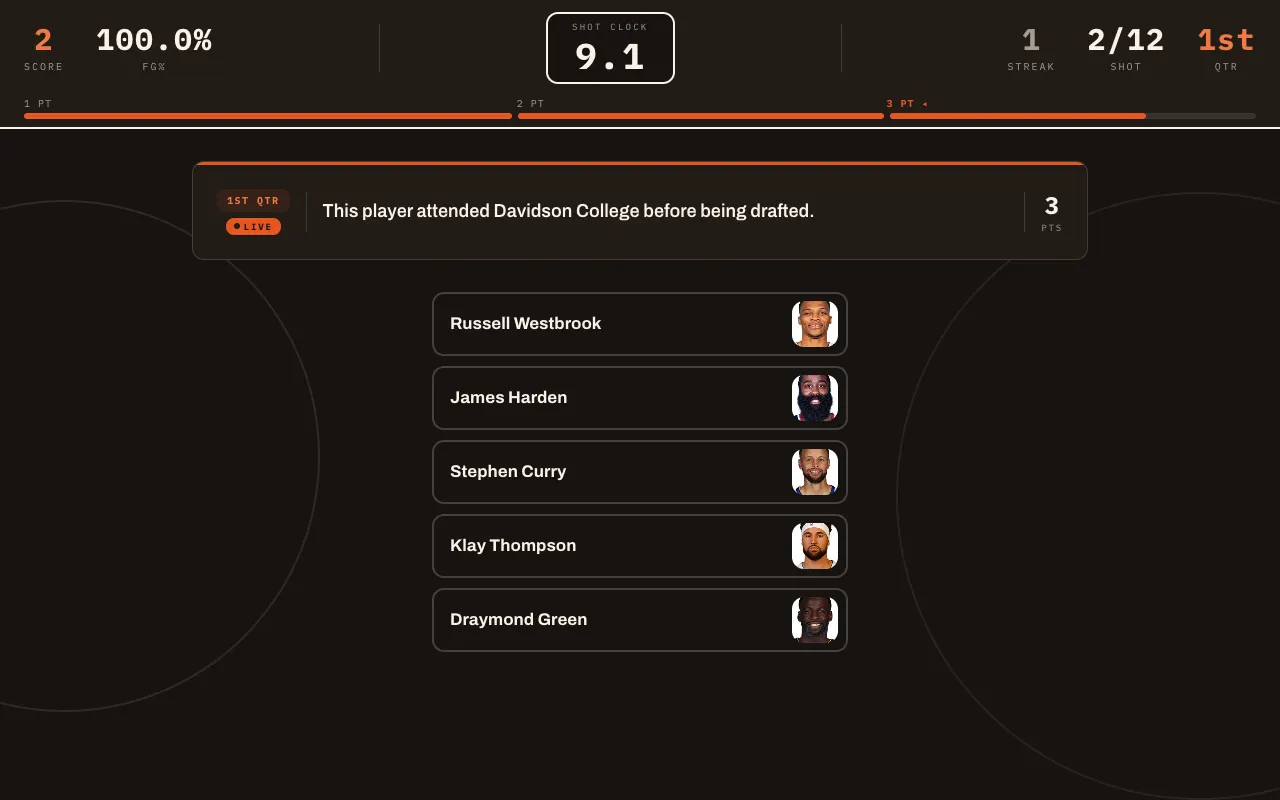 Screenshot of Starting 5 Trivia — a game like Wordle