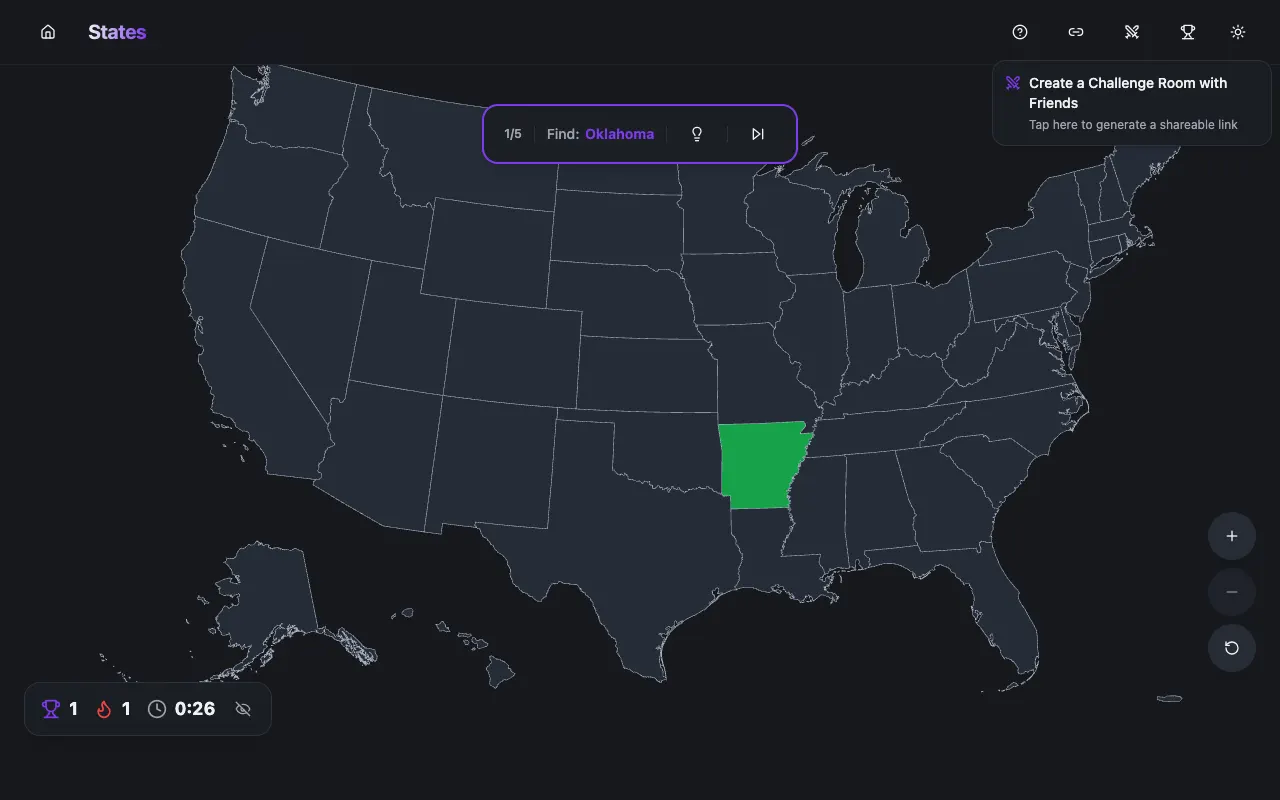 Screenshot of States — a game like Wordle