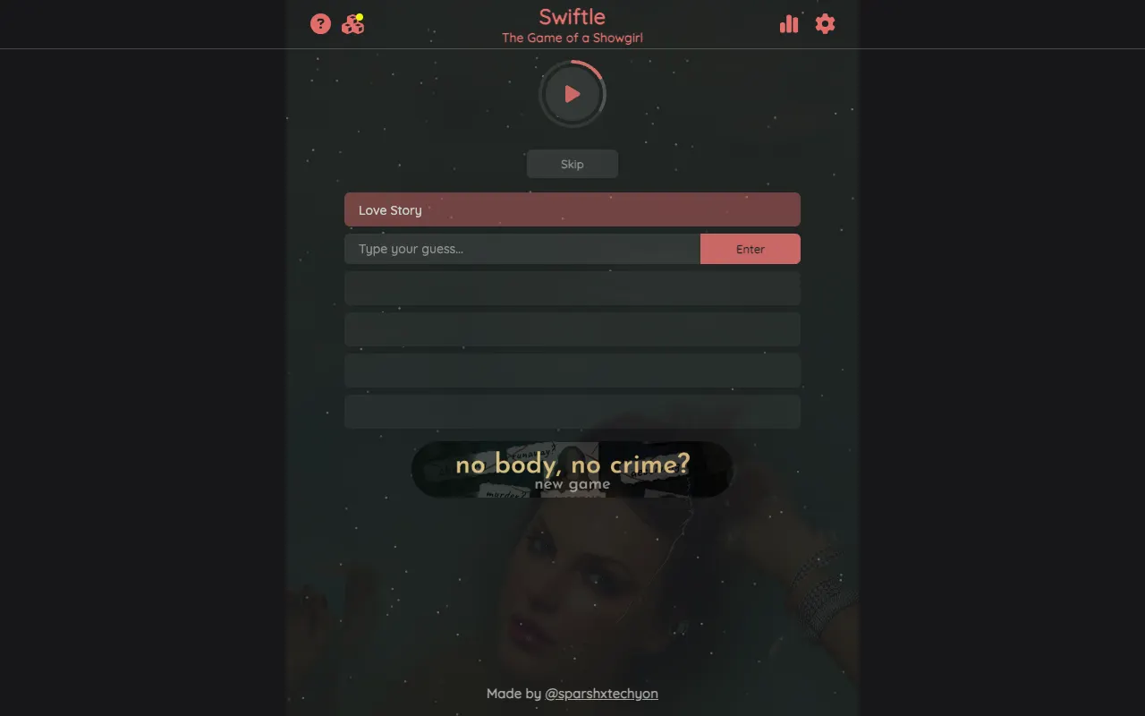 Screenshot of Swiftle — a game like Wordle