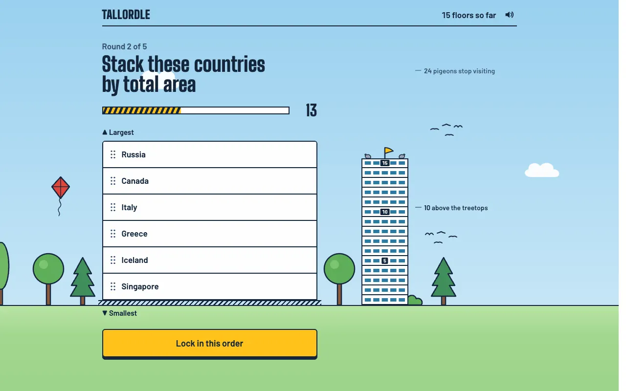 Screenshot of Tall Ordle — a game like Wordle