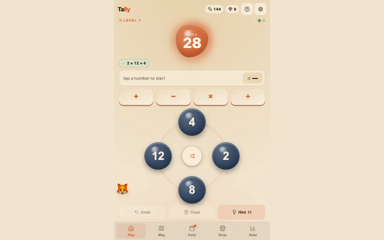 Screenshot of Tally — a game like Wordle