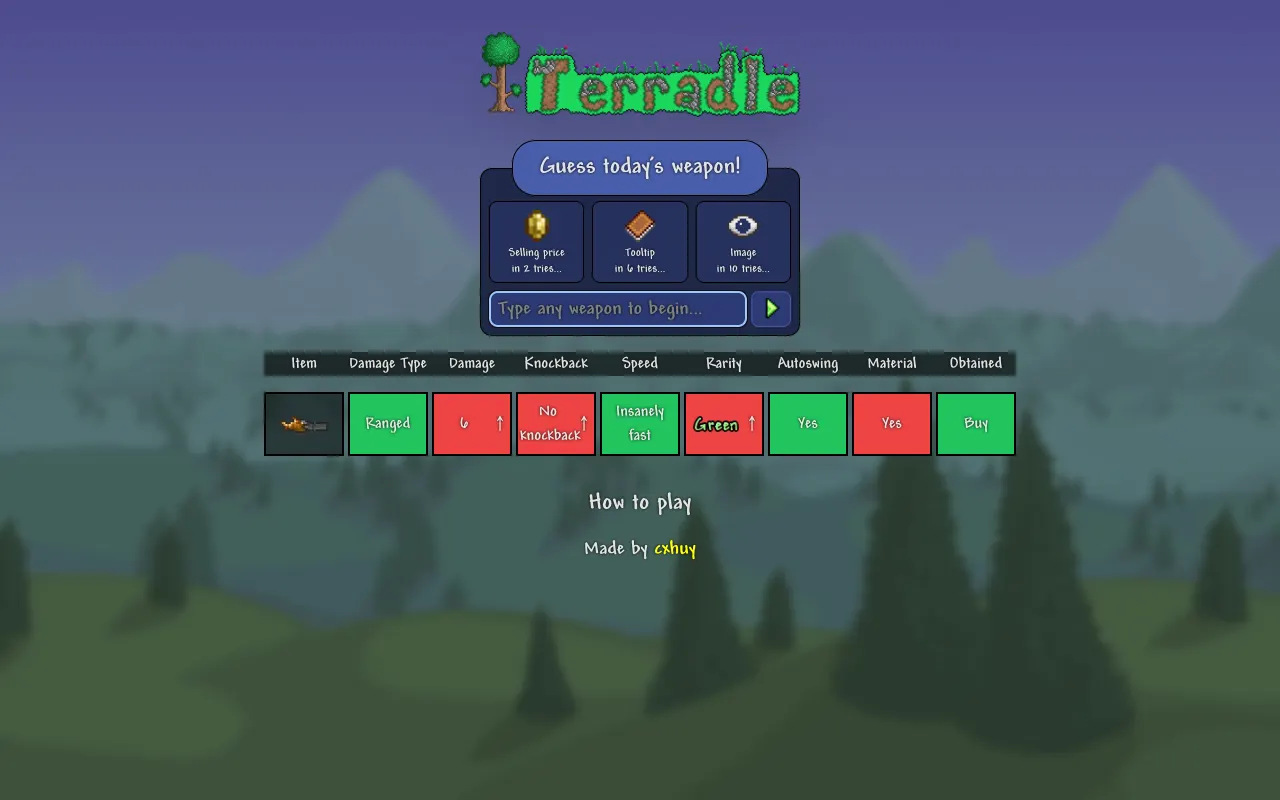Screenshot of Terradle — a game like Wordle