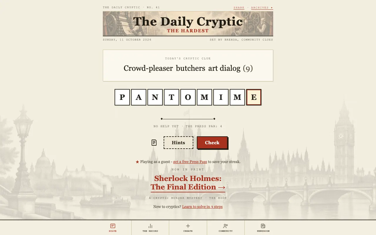 Screenshot of The Daily Cryptic — a game like Wordle