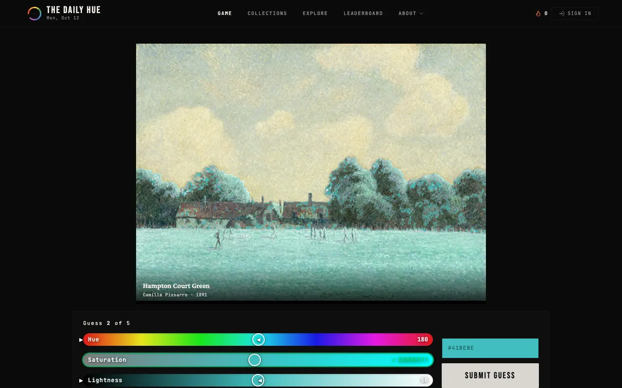 Screenshot of The Daily Hue — a game like Wordle