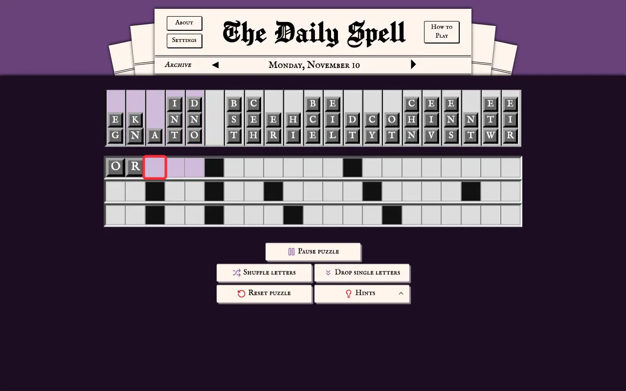 Screenshot of The Daily Spell — a game like Wordle