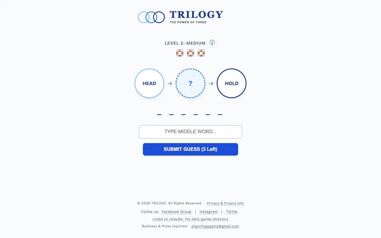 Screenshot of Trilogy — a game like Wordle