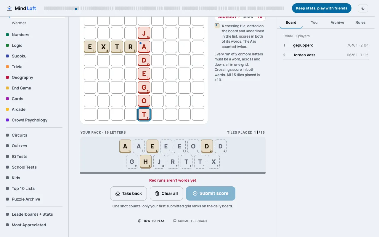 Screenshot of Tuck — a game like Wordle