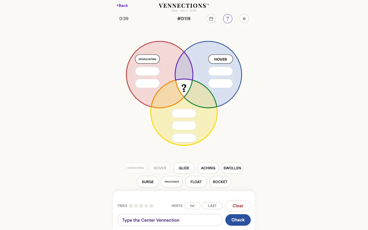 Screenshot of Vennections — a game like Wordle