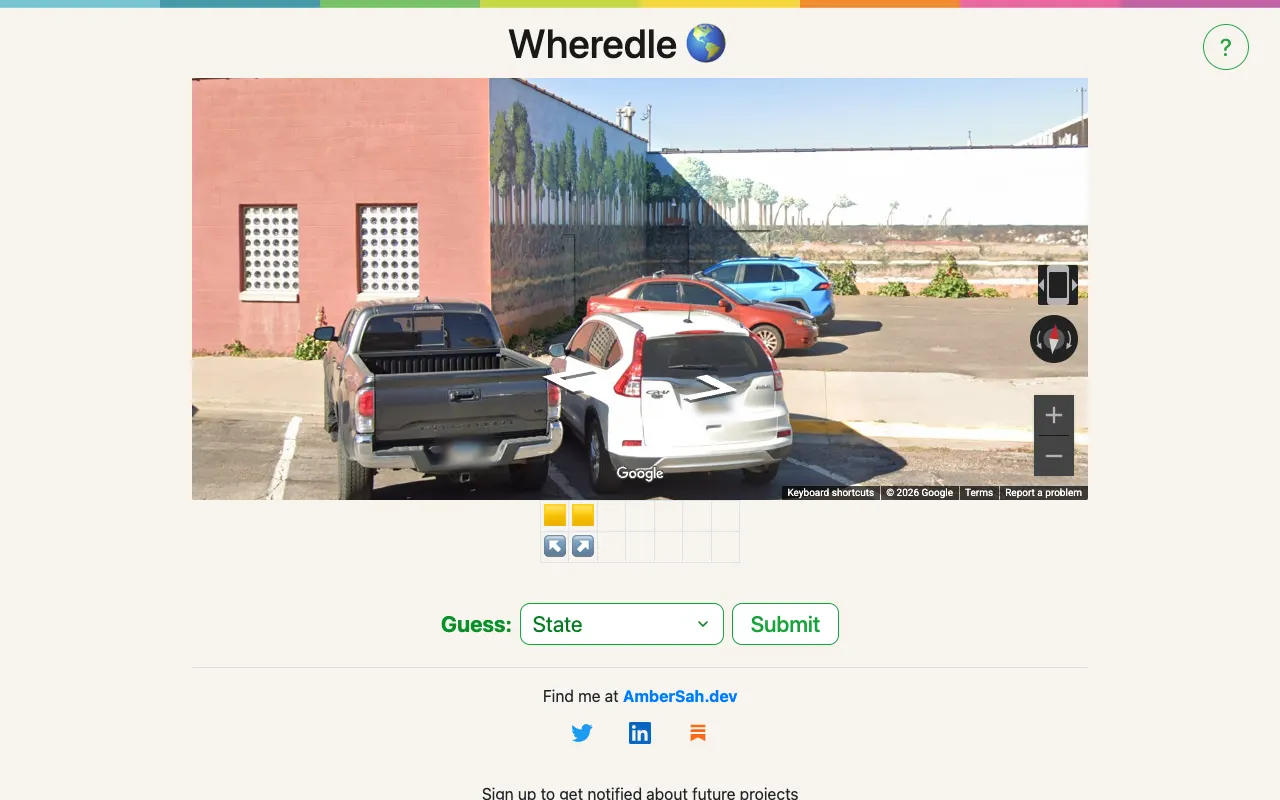 Screenshot of Wheredle — a game like Wordle