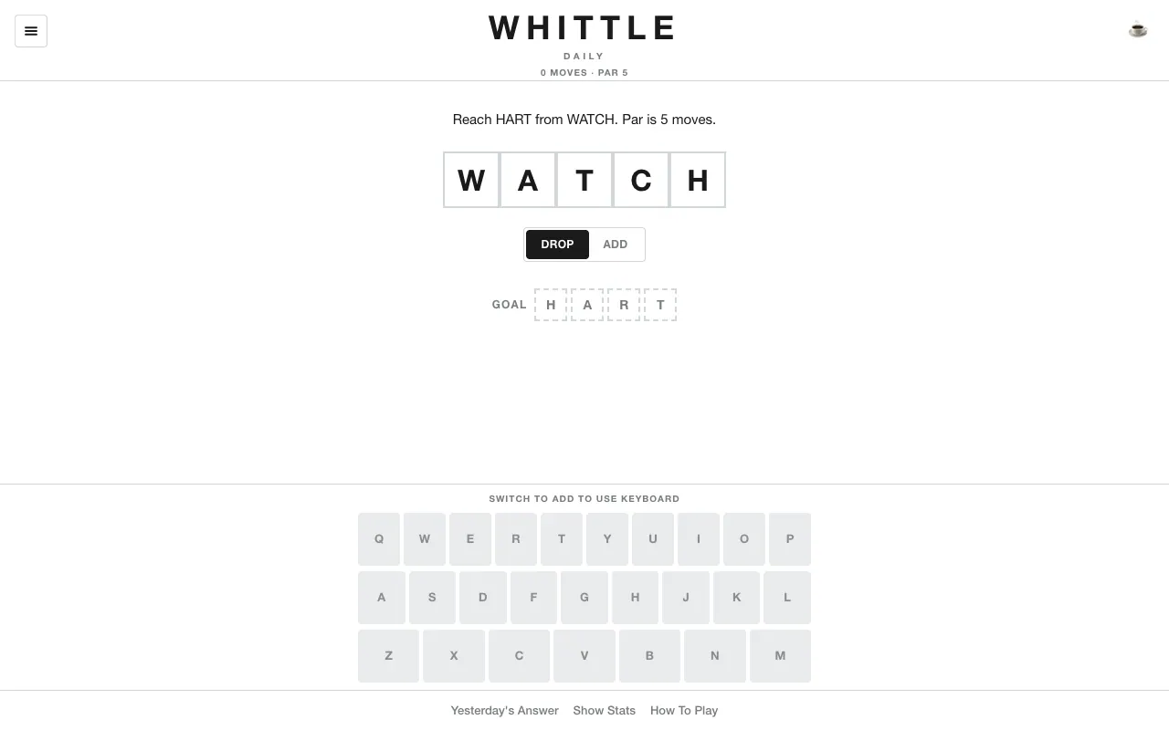 Screenshot of Whittle — a game like Wordle
