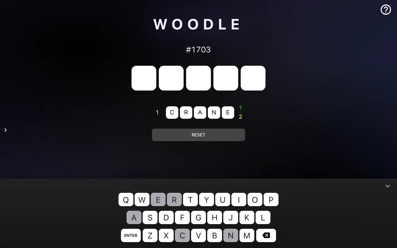 Screenshot of Woodle — a game like Wordle