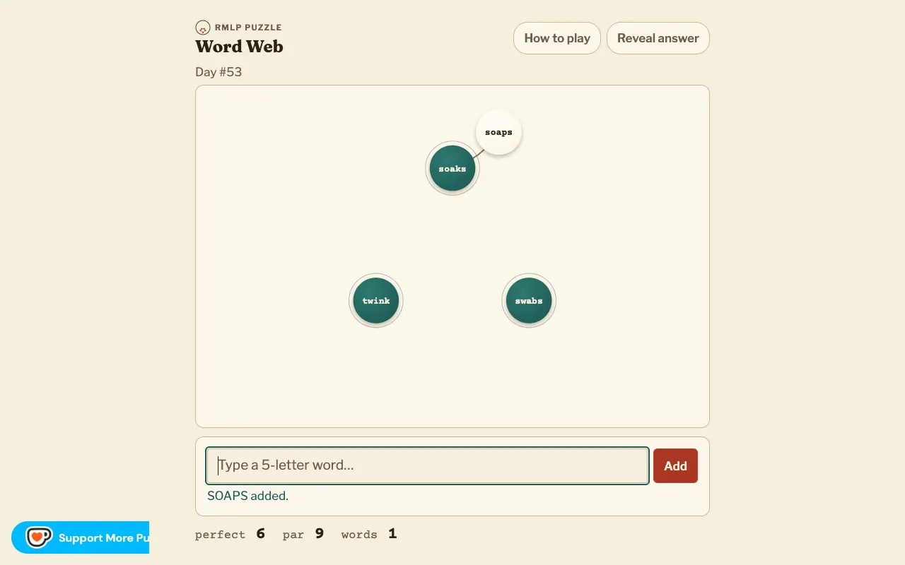 Screenshot of Word Web — a game like Wordle