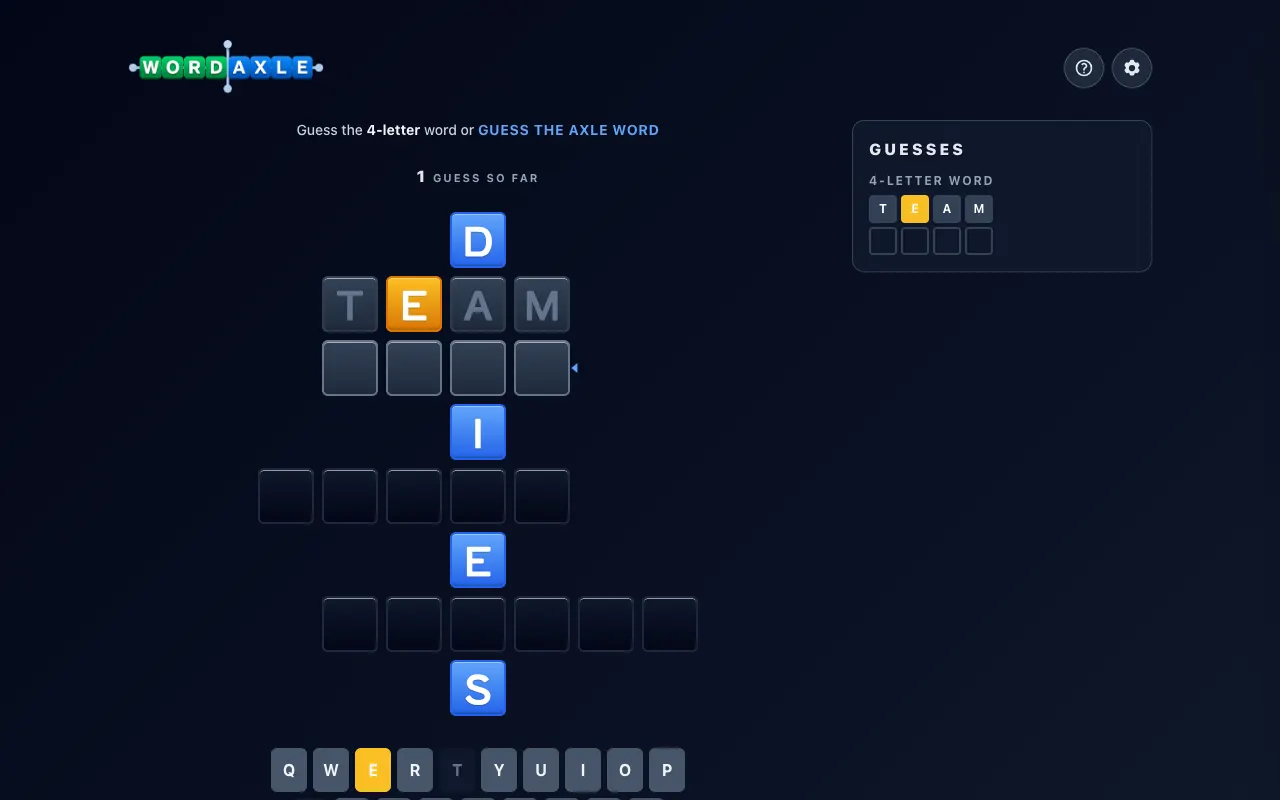Screenshot of WordAxle — a game like Wordle