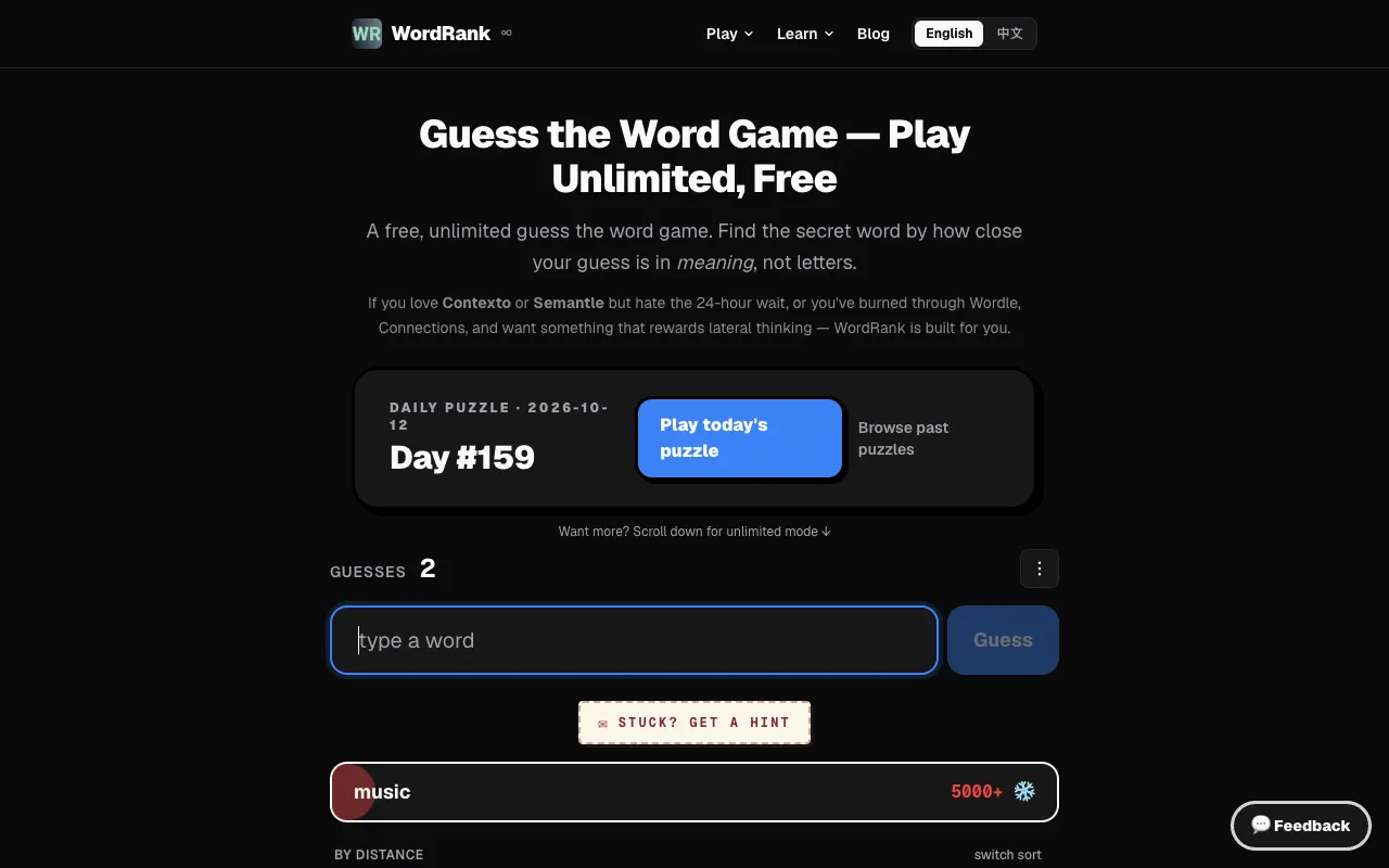 Screenshot of WordRank — a game like Wordle